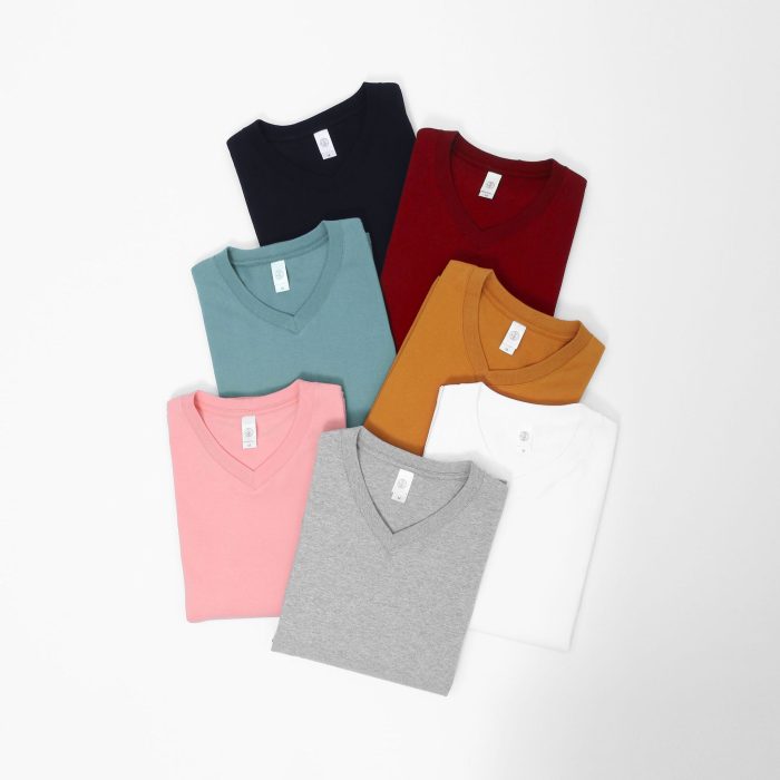 Pure Cotton V-neck T-shirt Men's Short-sleeved Sweetheart Neckline Loose Inside