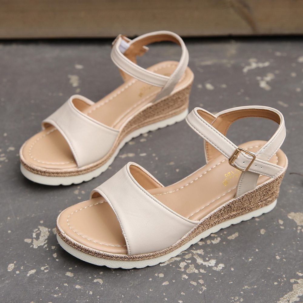 Ankle Buckle Wedges Sandals For Women Summer Platform Shoes - Image 5