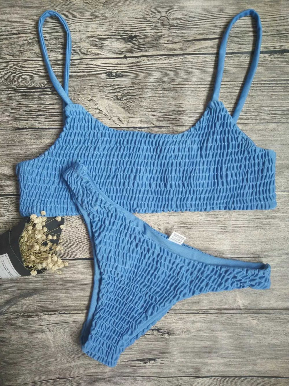Bikini Ins Sexy Pleated Triangle Swimsuit Beach Solid Color Swimsuit For Women - Image 6